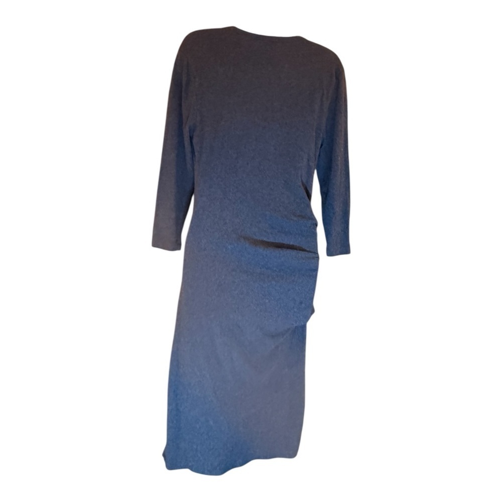 James Perse Ruched Heather Gray Stretch Cotton-Blend Jersey Midi Dress‎ Size 4 - Picture 3 of 8